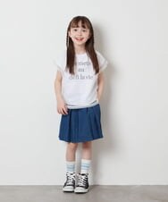 KJKFV45019 a.v.v KIDS(アー・ヴェ・ヴェ) [100-130]チュールレイヤーロゴTシャツ ホワイト