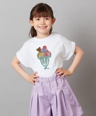 KJKFV46019 a.v.v KIDS(アー・ヴェ・ヴェ) [100-130]スパンコールＴシャツ ホワイト