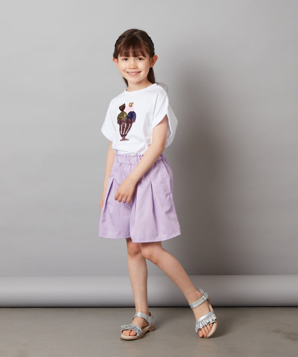 KJKFV46019 a.v.v KIDS(アー・ヴェ・ヴェ) [100-130]スパンコールＴシャツ ホワイト