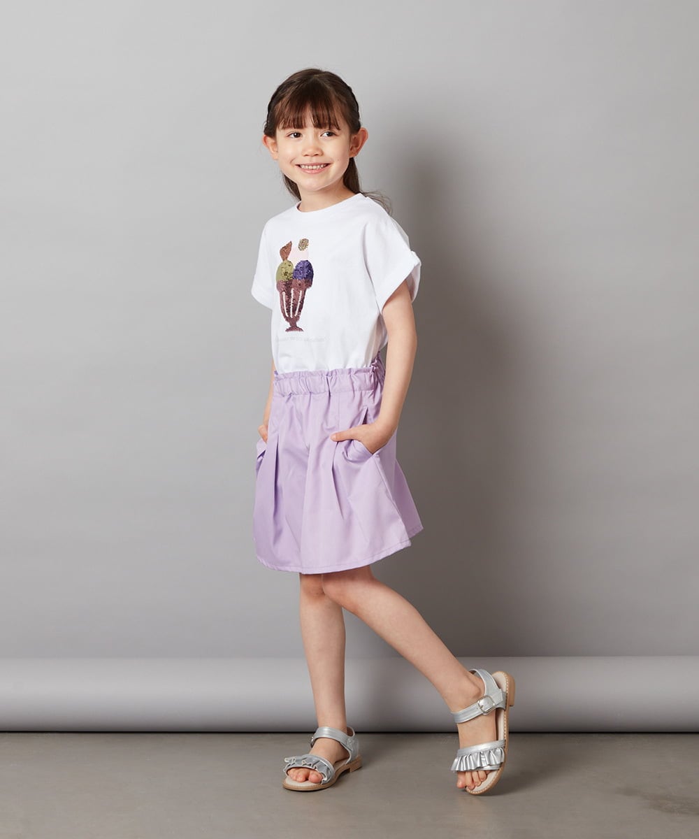 KJKFV46019 a.v.v KIDS(アー・ヴェ・ヴェ) [100-130]スパンコールＴシャツ ホワイト