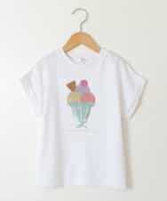 KJKFV46019 a.v.v KIDS(アー・ヴェ・ヴェ) [100-130]スパンコールＴシャツ ホワイト