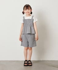 KJKFV48029 a.v.v KIDS(アー・ヴェ・ヴェ) [100-130]【セットアップ対応】シャーリングキャミドッキングトップス ブラック