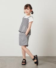 KJKFV48029 a.v.v KIDS(アー・ヴェ・ヴェ) [100-130]【セットアップ対応】シャーリングキャミドッキングトップス ブラック