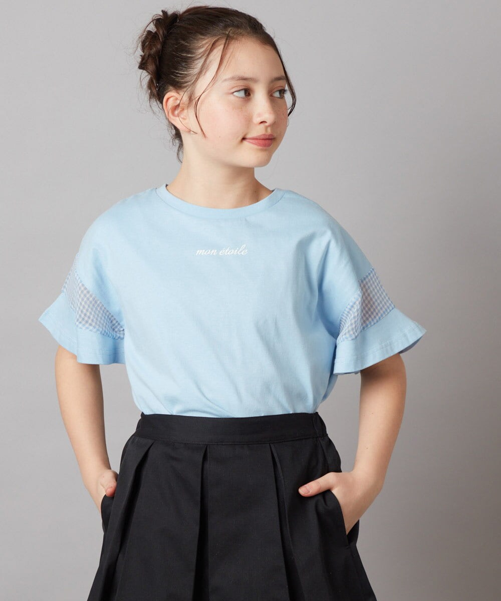 100-130]袖シアー切り替えトップス(カットソー・Tシャツ) | a.v.v KIDS  