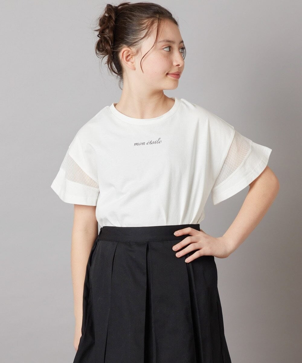 KJKFV51016 a.v.v KIDS(アー・ヴェ・ヴェ) [100-130]袖シアー切り替えトップス ラベンダー