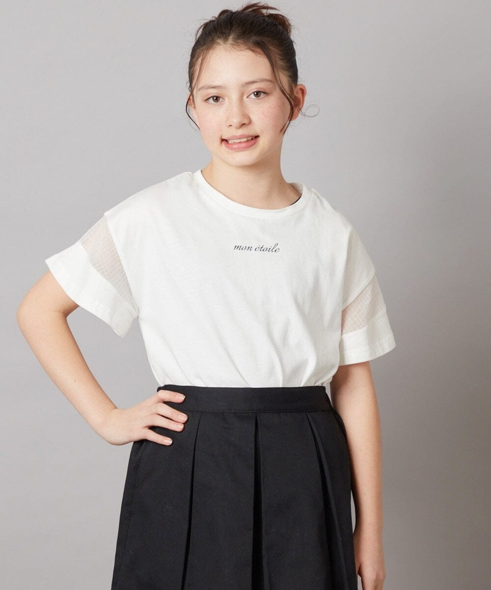 KJKFV51016 a.v.v KIDS(アー・ヴェ・ヴェ) [100-130]袖シアー切り替えトップス ラベンダー