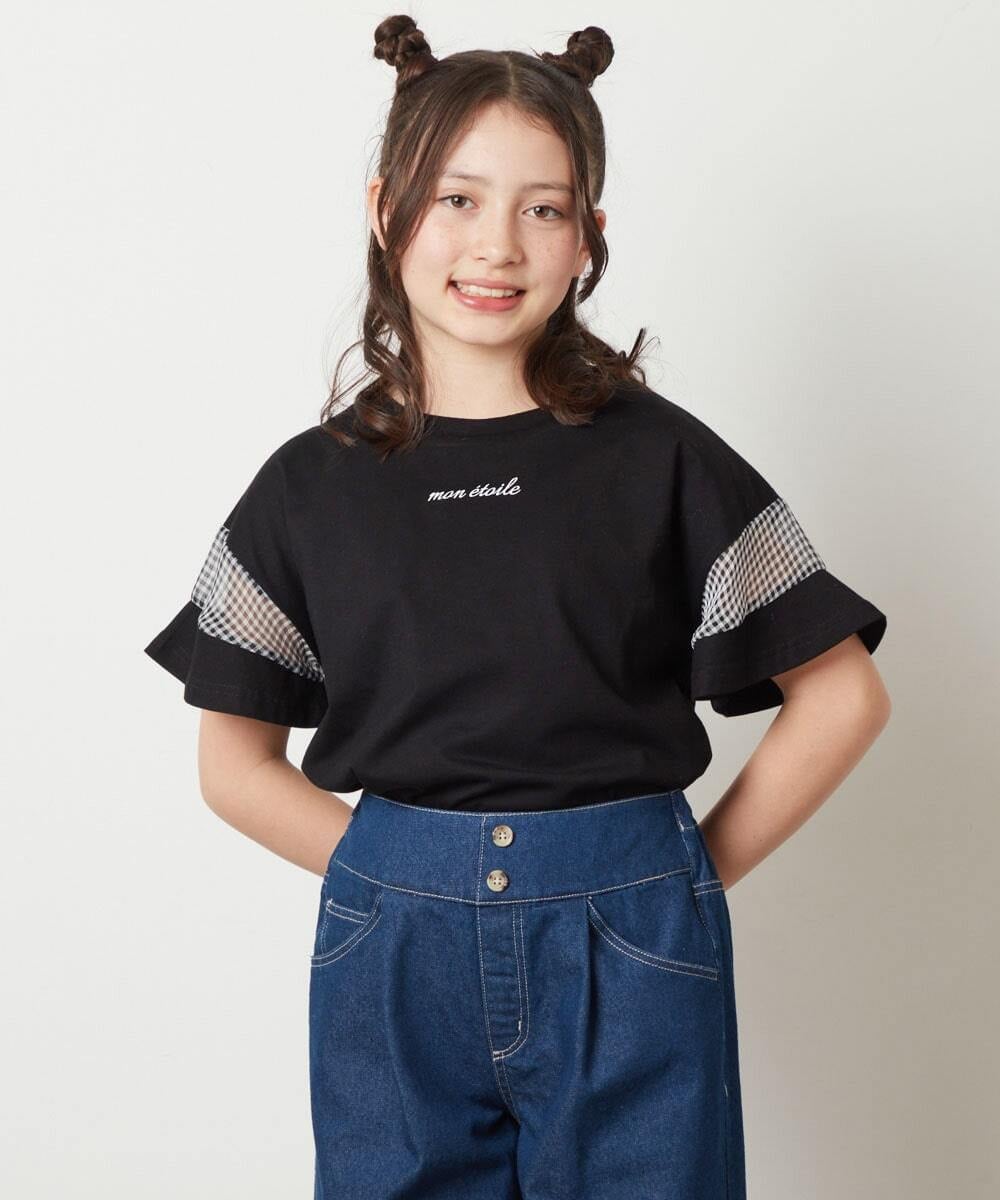 KJKFV51016 a.v.v KIDS(アー・ヴェ・ヴェ) [100-130]袖シアー切り替えトップス ラベンダー