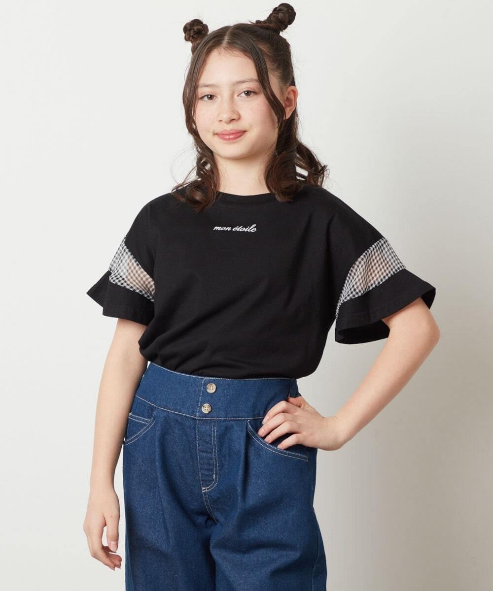 KJKFV51016 a.v.v KIDS(アー・ヴェ・ヴェ) [100-130]袖シアー切り替えトップス ラベンダー