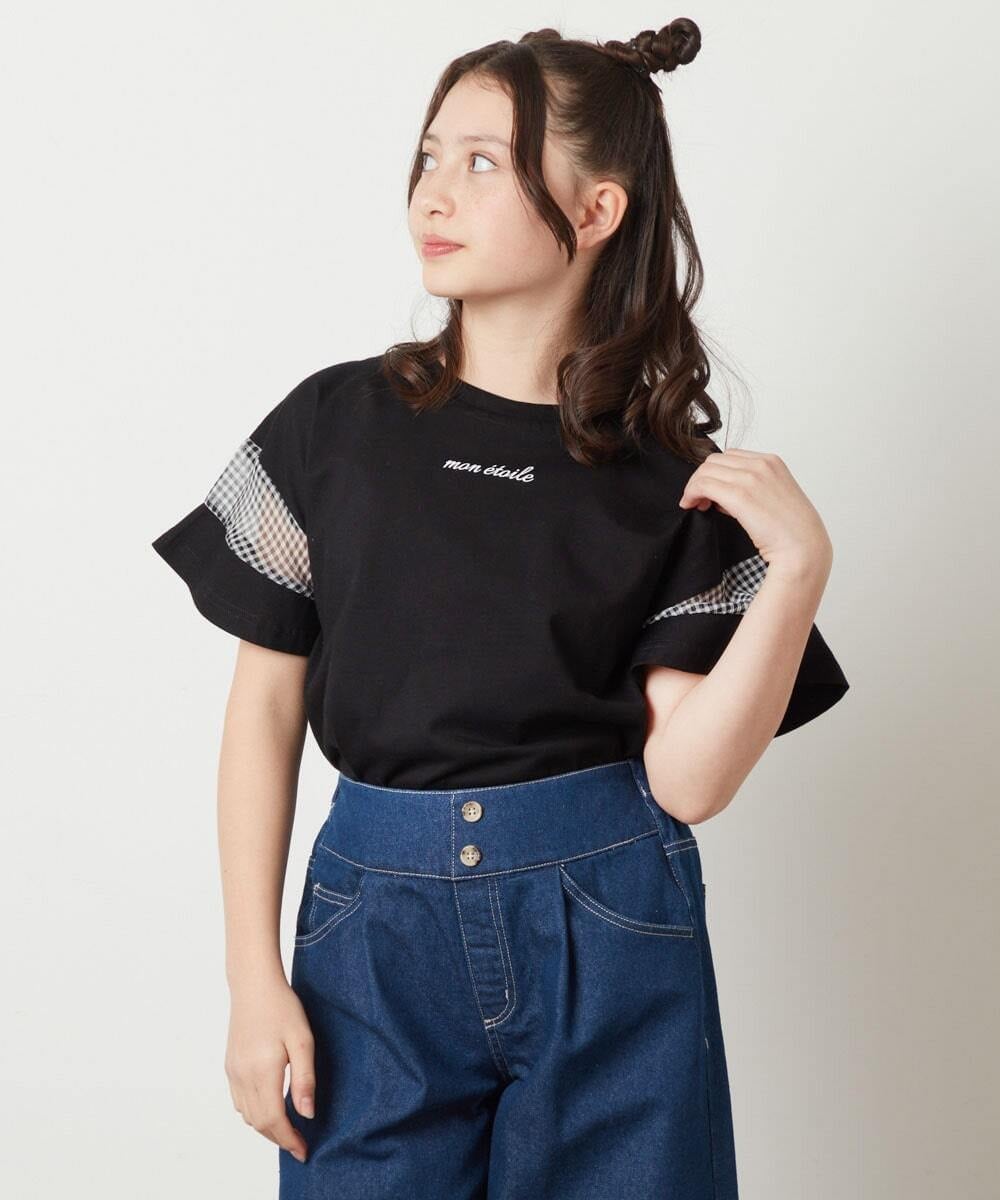 KJKFV51016 a.v.v KIDS(アー・ヴェ・ヴェ) [100-130]袖シアー切り替えトップス ラベンダー