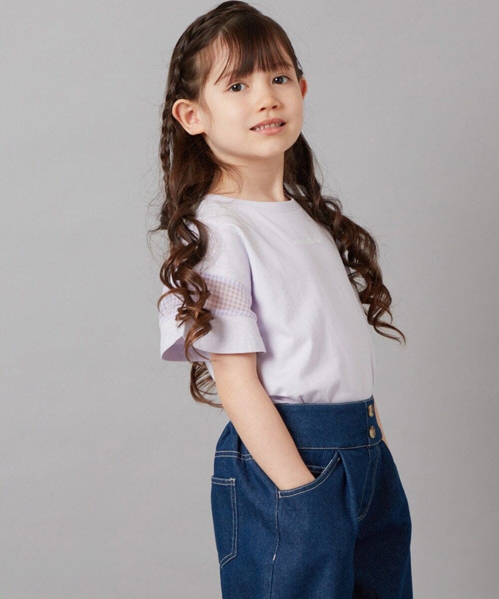 KJKFV51016 a.v.v KIDS(アー・ヴェ・ヴェ) [100-130]袖シアー切り替えトップス ラベンダー