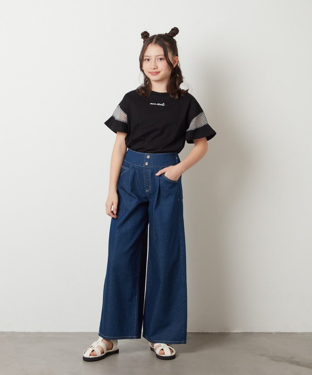 KJKFV51016 a.v.v KIDS(アー・ヴェ・ヴェ) [100-130]袖シアー切り替えトップス ラベンダー