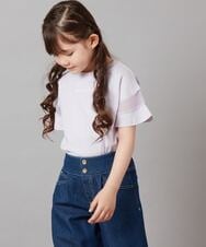 KJKFV51016 a.v.v KIDS(アー・ヴェ・ヴェ) [100-130]袖シアー切り替えトップス ラベンダー