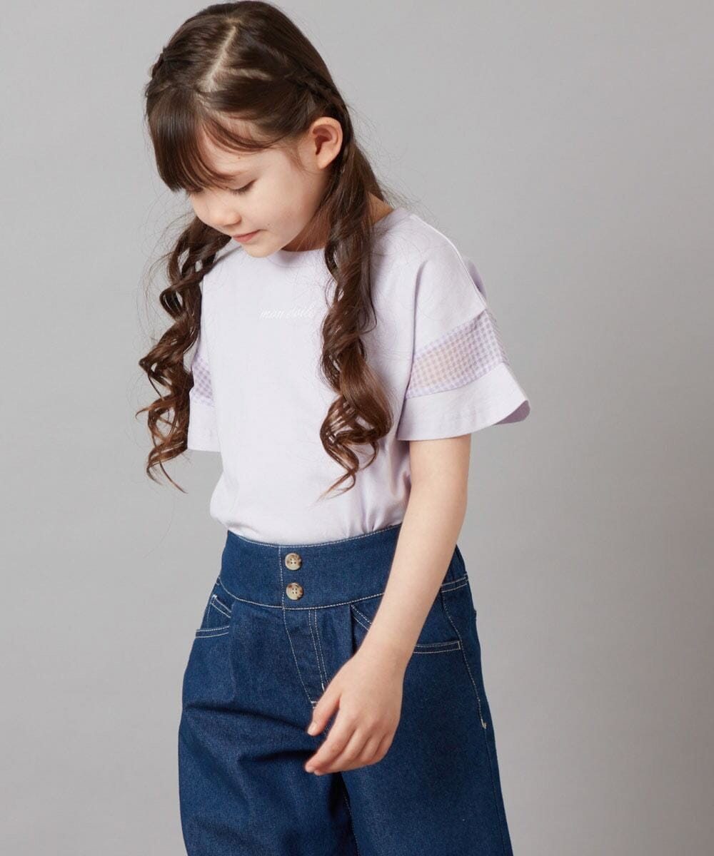 KJKFV51016 a.v.v KIDS(アー・ヴェ・ヴェ) [100-130]袖シアー切り替えトップス ラベンダー