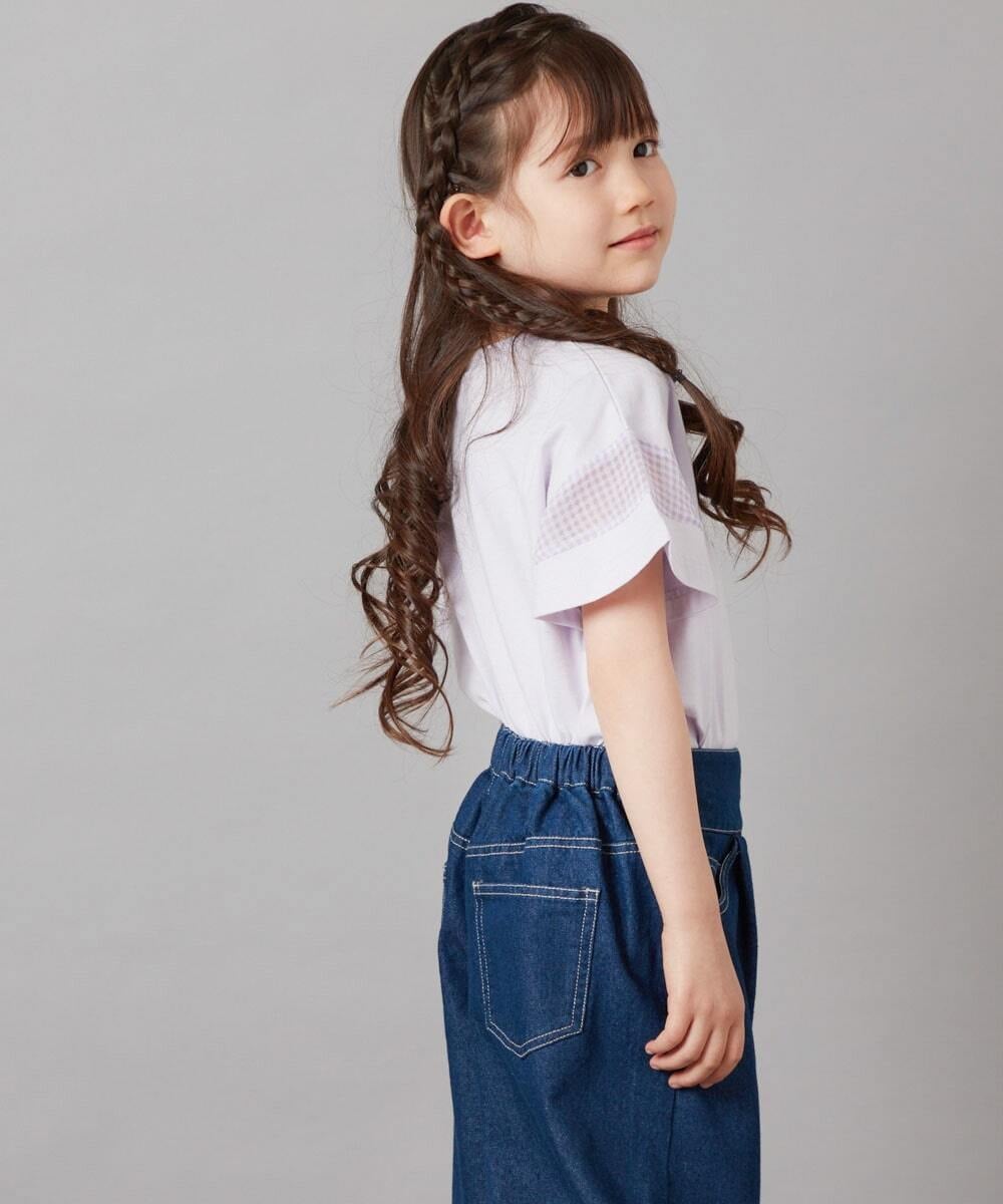 KJKFV51016 a.v.v KIDS(アー・ヴェ・ヴェ) [100-130]袖シアー切り替えトップス ラベンダー