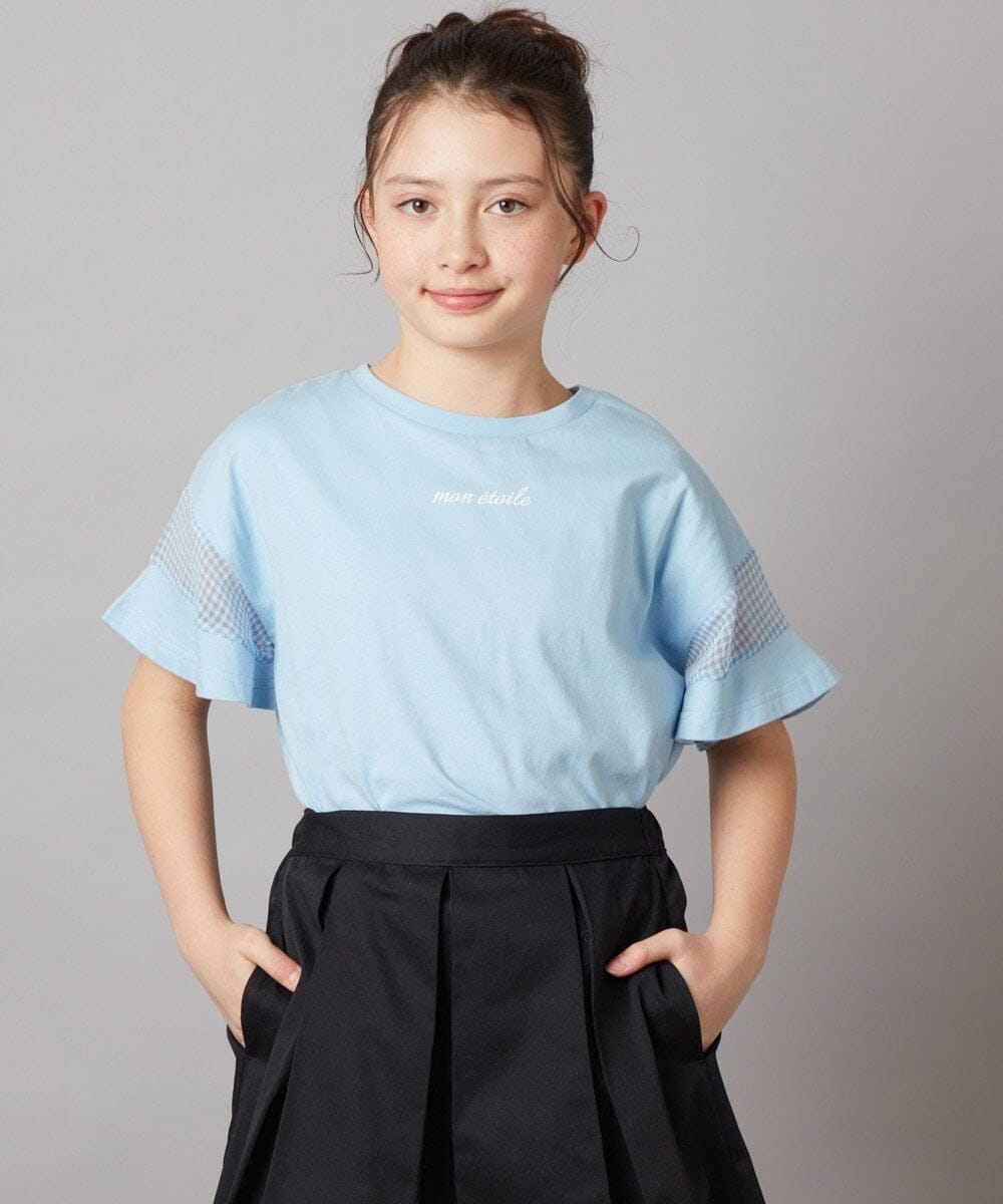 KJKFV51016 a.v.v KIDS(アー・ヴェ・ヴェ) [100-130]袖シアー切り替えトップス ラベンダー