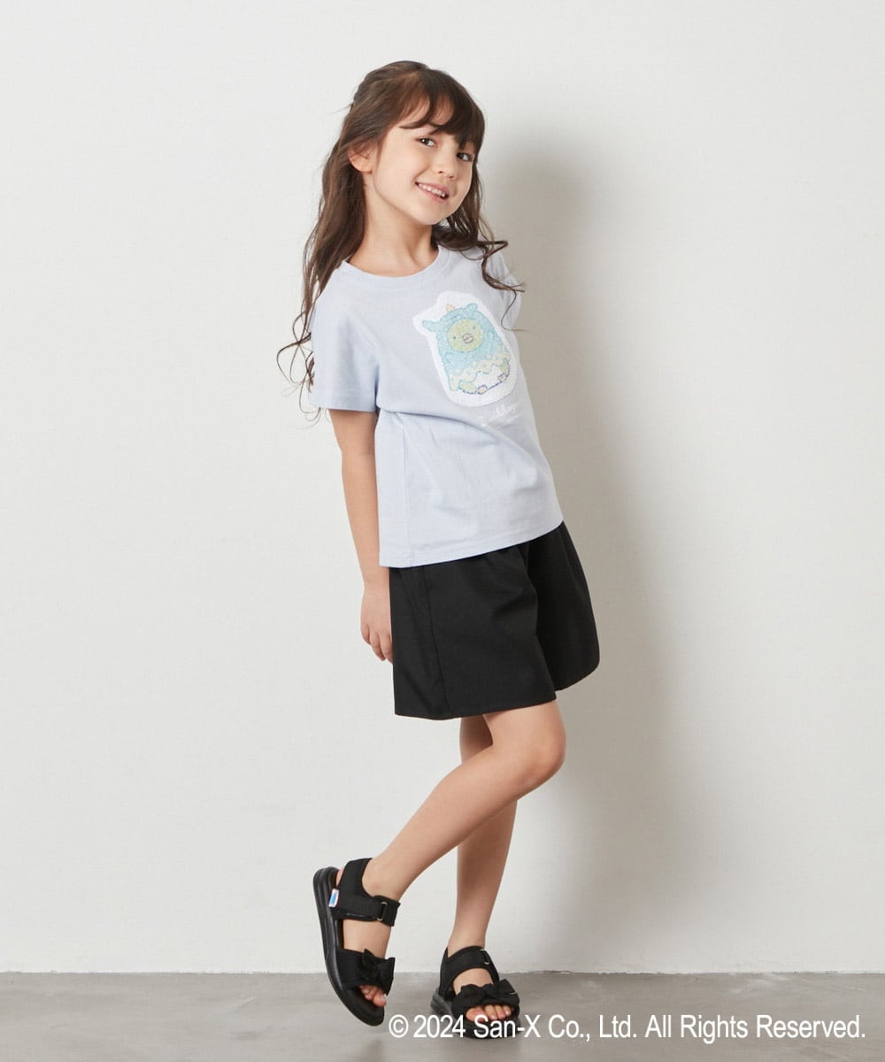 KJKFV80029 a.v.v KIDS(アー・ヴェ・ヴェ) [100-140]【すみっコぐらし】リバーシブルスパンコールTシャツ ライトブルー