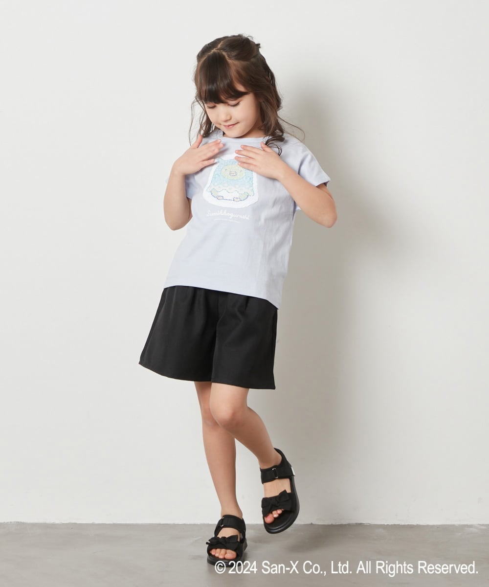 KJKFV80029 a.v.v KIDS(アー・ヴェ・ヴェ) [100-140]【すみっコぐらし】リバーシブルスパンコールTシャツ ライトブルー