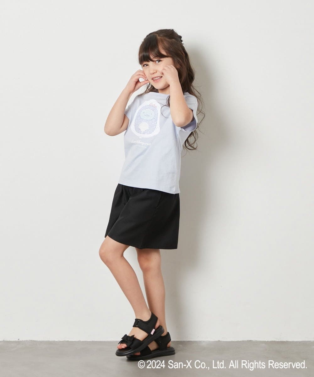 KJKFV80029 a.v.v KIDS(アー・ヴェ・ヴェ) [100-140]【すみっコぐらし】リバーシブルスパンコールTシャツ ライトブルー