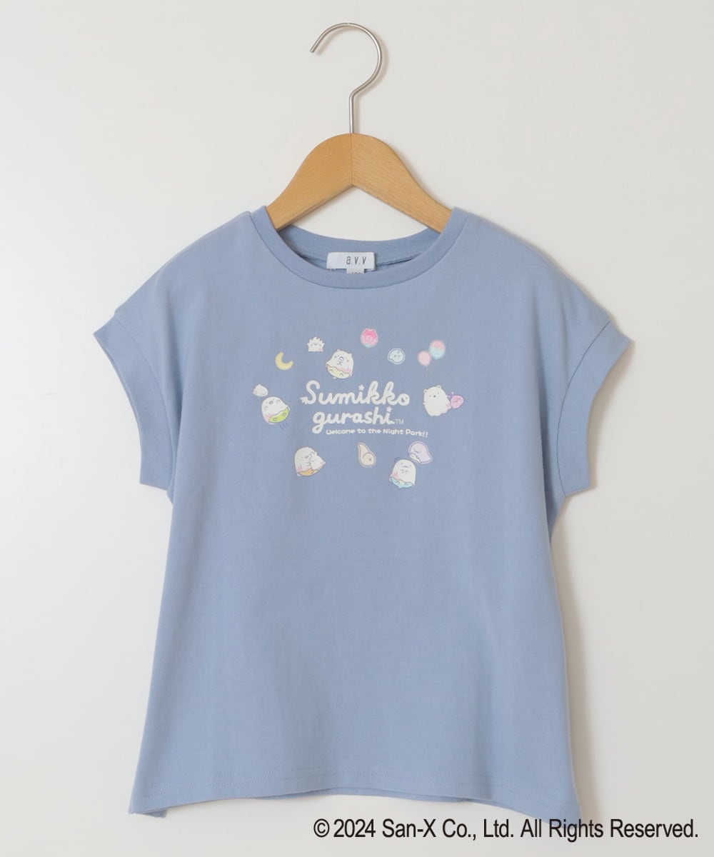 KJKFV81029 a.v.v KIDS(アー・ヴェ・ヴェ) [100-140]【すみっコぐらし】フレンチスリーブＴシャツ ライトブルー