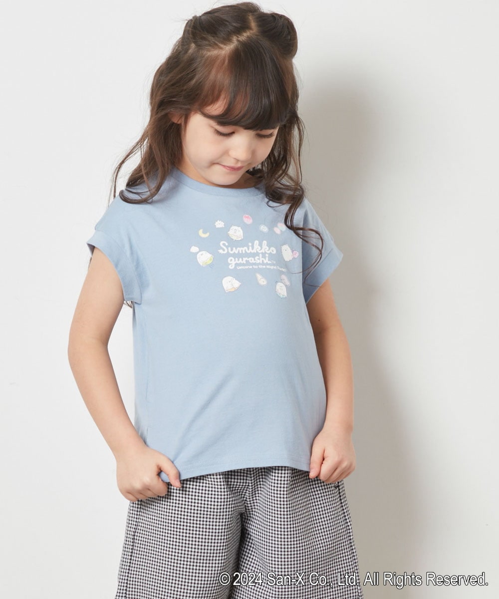 KJKFV81029 a.v.v KIDS(アー・ヴェ・ヴェ) [100-140]【すみっコぐらし】フレンチスリーブＴシャツ ライトブルー