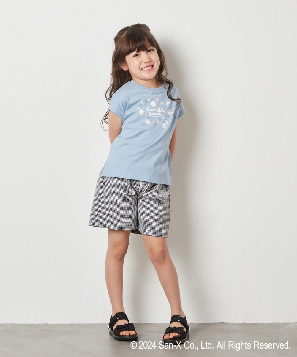 KJKFV81029 a.v.v KIDS(アー・ヴェ・ヴェ) [100-140]【すみっコぐらし】フレンチスリーブＴシャツ ライトブルー