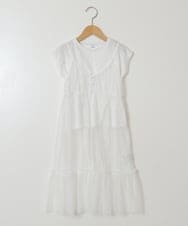 KJKFW37044 a.v.v KIDS(アー・ヴェ・ヴェ) [140-150]【２点セット】チュールキャミワンピ×Tシャツ ホワイト