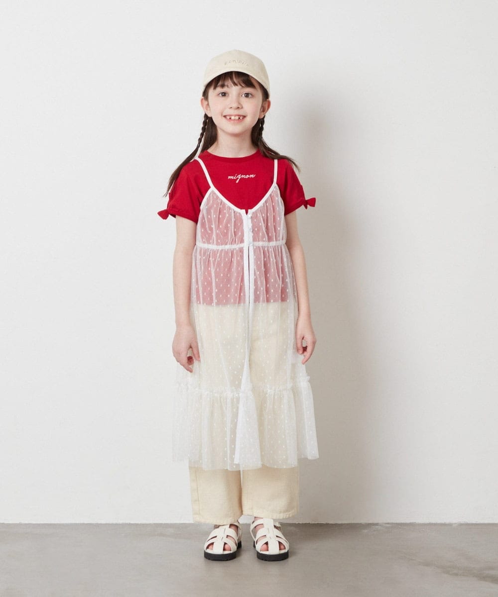 KJKFW37044 a.v.v KIDS(アー・ヴェ・ヴェ) [140-150]【２点セット】チュールキャミワンピ×Tシャツ ブラック