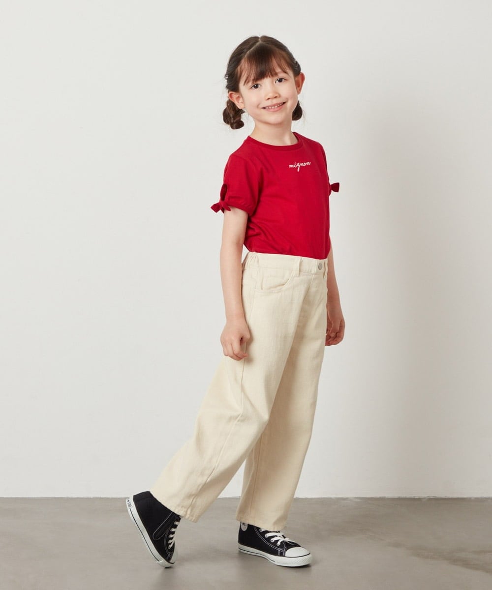 KJKFW38024 a.v.v KIDS(アー・ヴェ・ヴェ) [140-150]袖口リボンTシャツ ホワイト