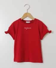 KJKFW38024 a.v.v KIDS(アー・ヴェ・ヴェ) [140-150]袖口リボンTシャツ レッド