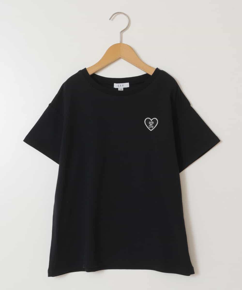 KJKFW40024 a.v.v KIDS(アー・ヴェ・ヴェ) [140-150]ハートワッペン半袖Tシャツ ブラック