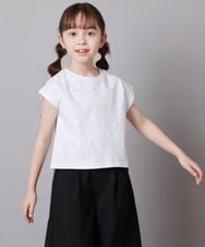 KJKFW41024 a.v.v KIDS(アー・ヴェ・ヴェ) [140-150]ラインストーン半袖Ｔシャツ ライトイエロー