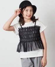 KJKFW43034 a.v.v KIDS(アー・ヴェ・ヴェ) [140-150]チュールキャミドッキングＴシャツ ブラック