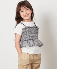 KJKFW43039 a.v.v KIDS(アー・ヴェ・ヴェ) [140-150]チュールキャミドッキングＴシャツ ライトブルー