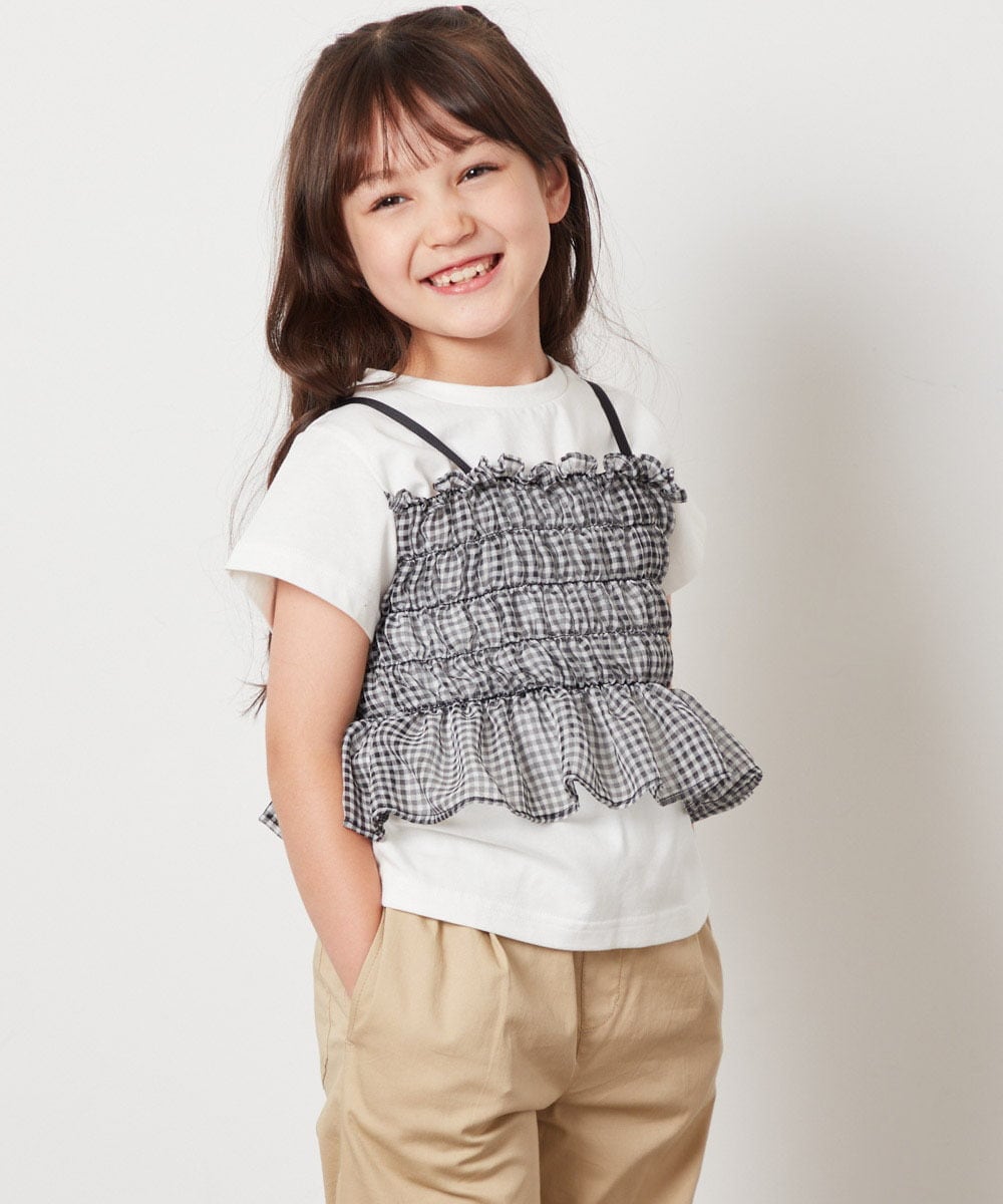 KJKFW43039 a.v.v KIDS(アー・ヴェ・ヴェ) [140-150]チュールキャミドッキングＴシャツ ライトブルー