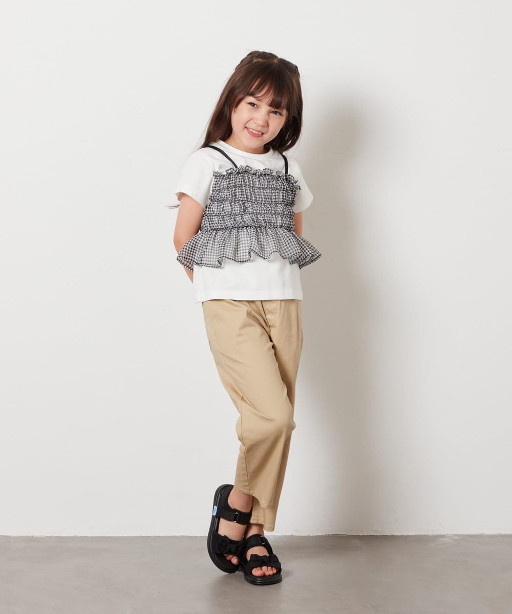 KJKFW43039 a.v.v KIDS(アー・ヴェ・ヴェ) [140-150]チュールキャミドッキングＴシャツ ライトブルー