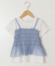 KJKFW43039 a.v.v KIDS(アー・ヴェ・ヴェ) [140-150]チュールキャミドッキングＴシャツ ライトブルー