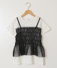 KJKFW43039 a.v.v KIDS(アー・ヴェ・ヴェ) [140-150]チュールキャミドッキングＴシャツ ライトブルー
