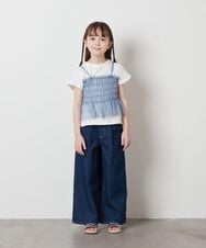 KJKFW43039 a.v.v KIDS(アー・ヴェ・ヴェ) [140-150]チュールキャミドッキングＴシャツ ライトブルー