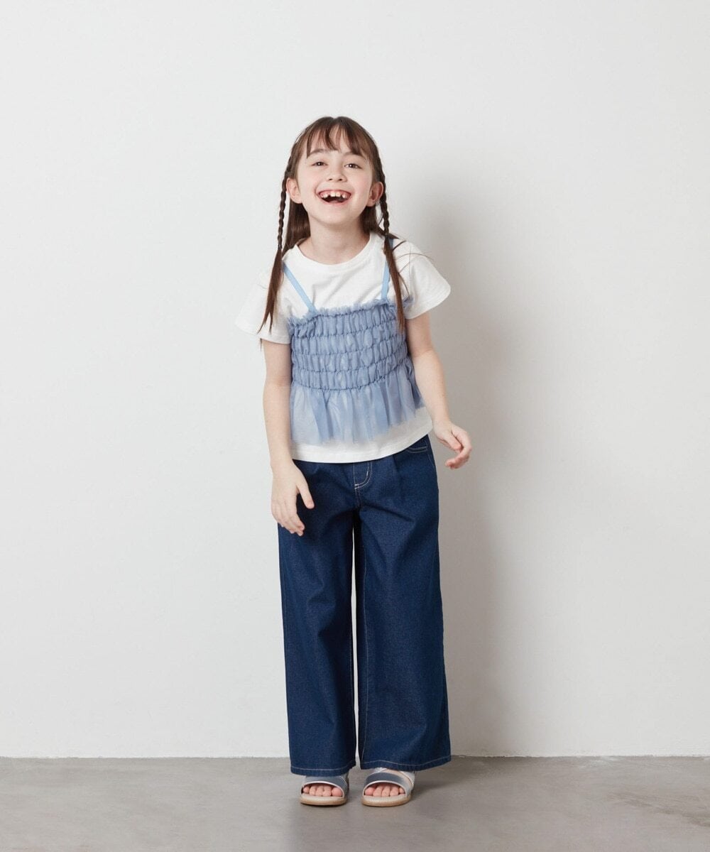KJKFW43039 a.v.v KIDS(アー・ヴェ・ヴェ) [140-150]チュールキャミドッキングＴシャツ ライトブルー