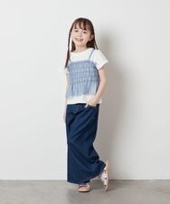 KJKFW43039 a.v.v KIDS(アー・ヴェ・ヴェ) [140-150]チュールキャミドッキングＴシャツ ライトブルー