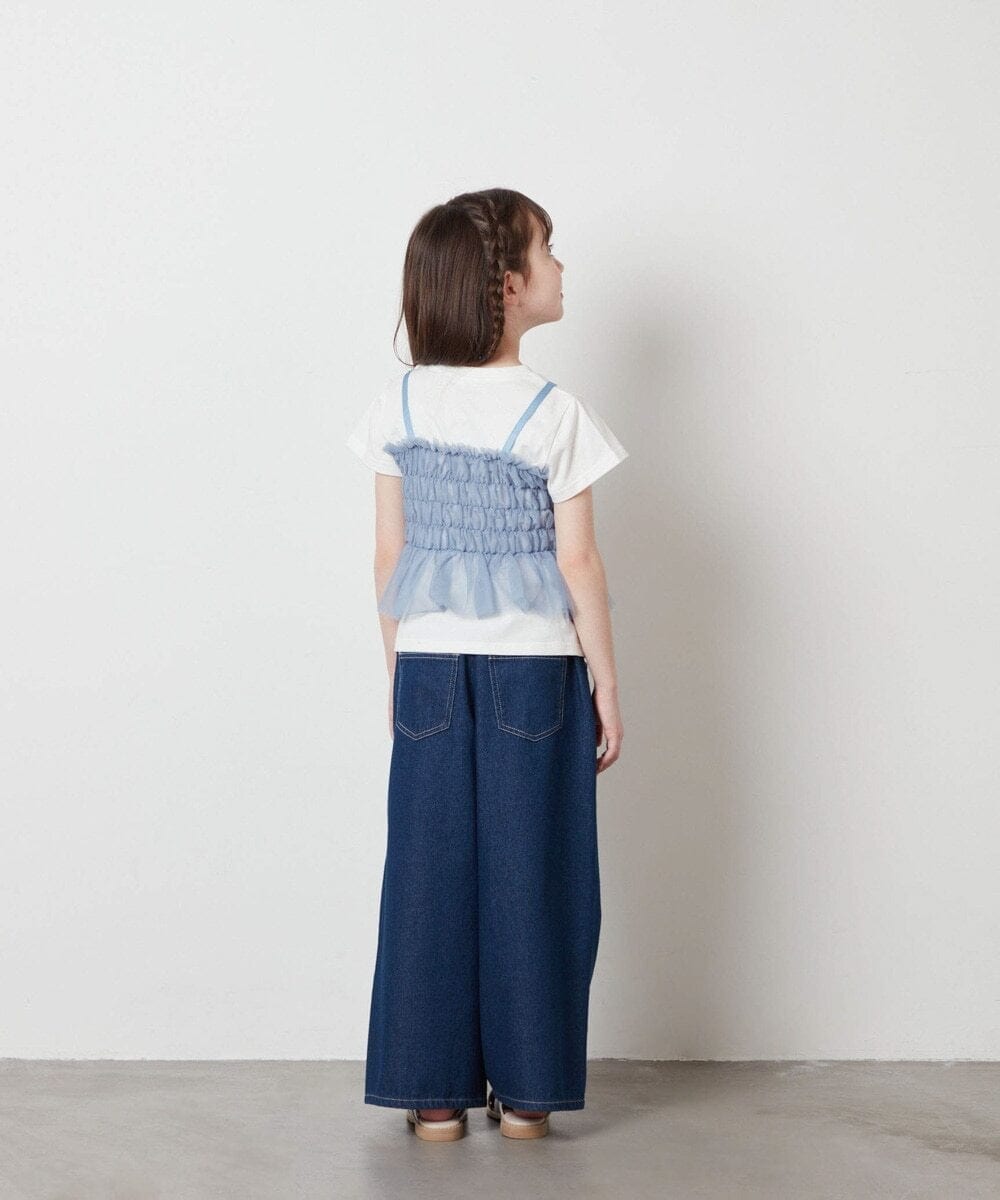 KJKFW43039 a.v.v KIDS(アー・ヴェ・ヴェ) [140-150]チュールキャミドッキングＴシャツ ライトブルー