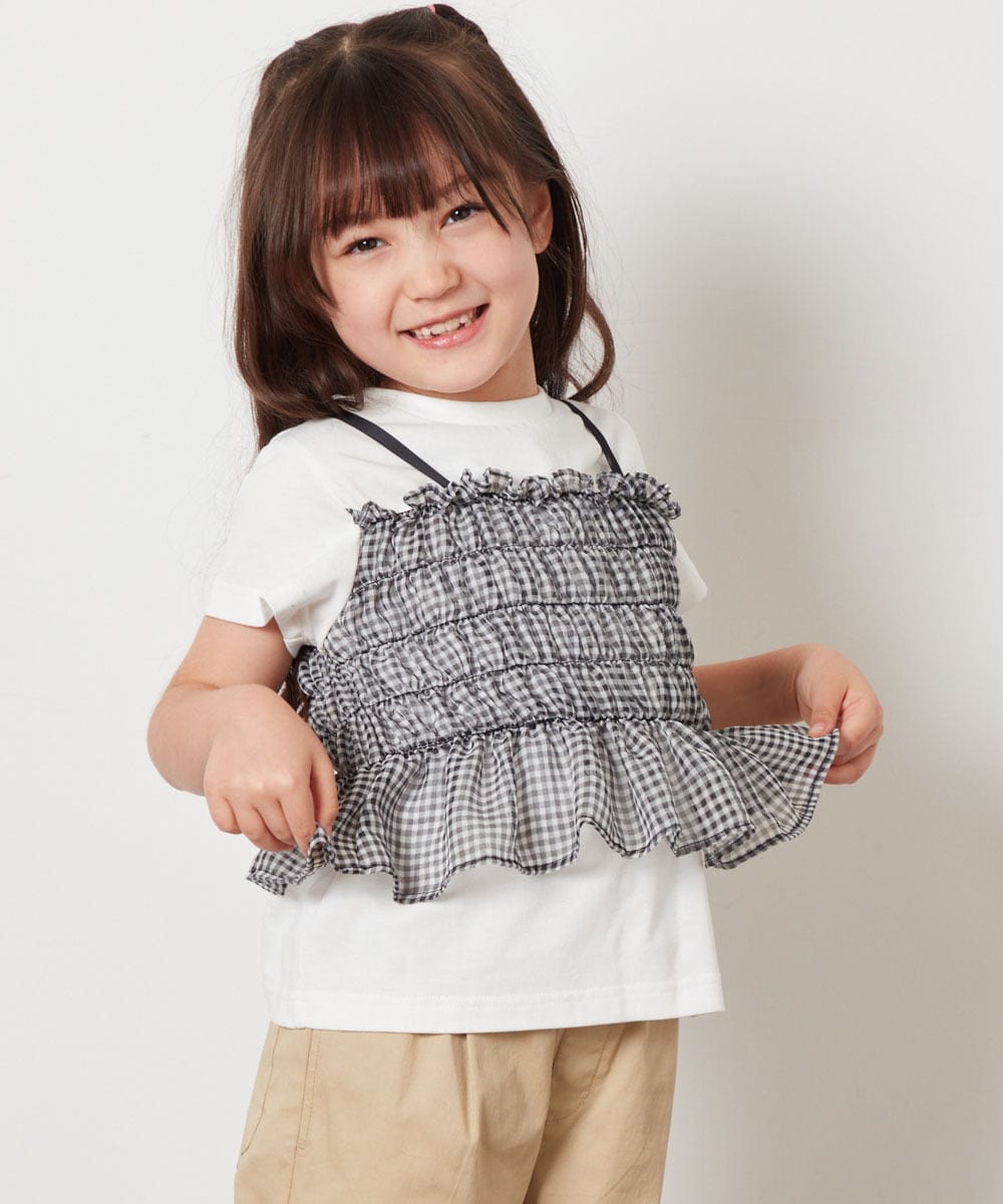 KJKFW43039 a.v.v KIDS(アー・ヴェ・ヴェ) [140-150]チュールキャミドッキングＴシャツ ライトブルー