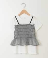 KJKFW43039 a.v.v KIDS(アー・ヴェ・ヴェ) [140-150]チュールキャミドッキングＴシャツ ホワイト