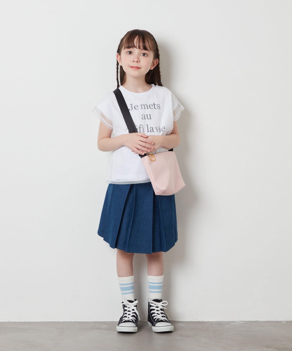 KJKFW45024 a.v.v KIDS(アー・ヴェ・ヴェ) [140-150]チュールレイヤーロゴTシャツ ライトブルー