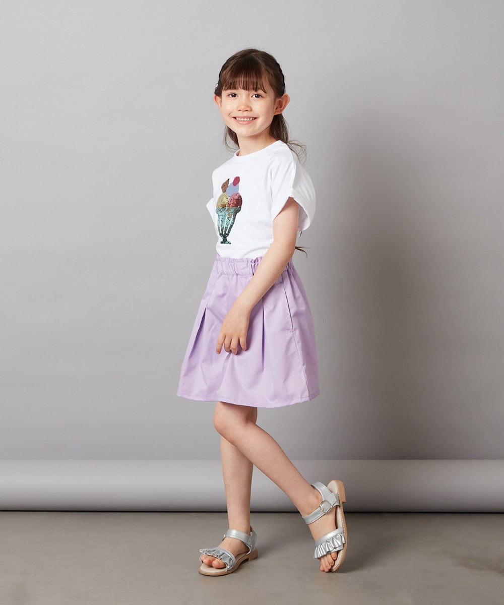 KJKFW46024 a.v.v KIDS(アー・ヴェ・ヴェ) [140-150]スパンコールＴシャツ ホワイト