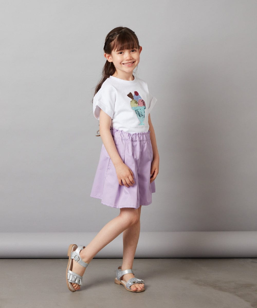 KJKFW46024 a.v.v KIDS(アー・ヴェ・ヴェ) [140-150]スパンコールＴシャツ ホワイト