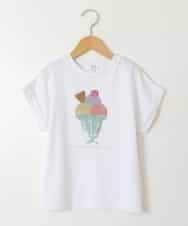 KJKFW46024 a.v.v KIDS(アー・ヴェ・ヴェ) [140-150]スパンコールＴシャツ ホワイト