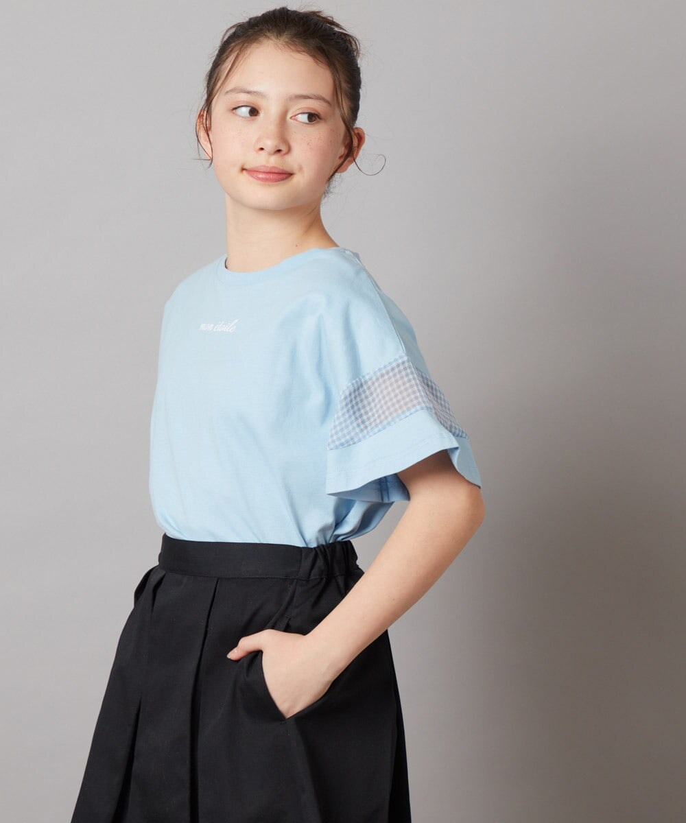 140-150]袖シアー切り替えトップス(カットソー・Tシャツ) | a.v.v KIDS 