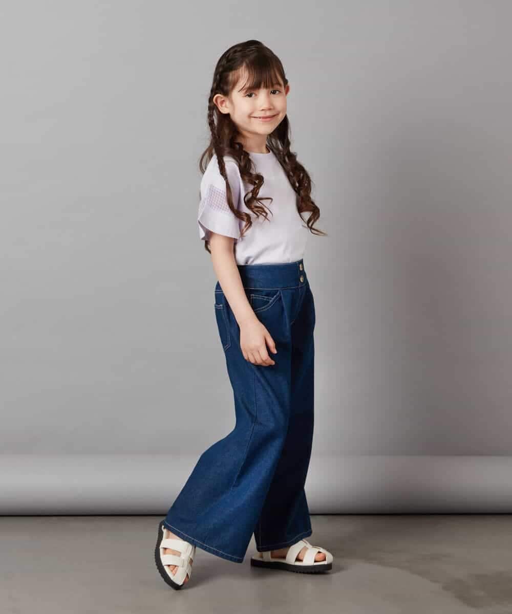 KJKFW51019 a.v.v KIDS(アー・ヴェ・ヴェ) [140-150]袖シアー切り替えトップス ブラック
