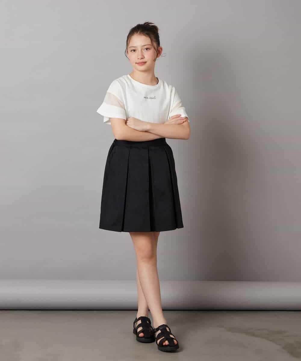 KJKFW51019 a.v.v KIDS(アー・ヴェ・ヴェ) [140-150]袖シアー切り替えトップス ブラック